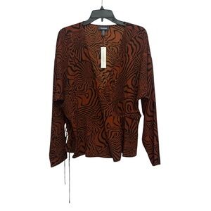 ModCloth Wrap Blouse Size XL Long Sleeve All Over Print Abstract NWT
